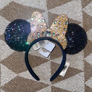 Disney Minnie Sequin Ears Headband - Black and Gold 50th Anniversary